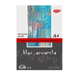 Bloc A4 pentru Desen Acuarela Daco, 24 File, 190 g/m², Bloc Hartie pentru Acuarele, Hartie Pentru Vopsele Acuarele, Bloc de Desen pentru Culori pe Baza de Apa, Bloc de Desen A4, Blocuri Desen A4, Blocuri pentru Desen, Bloc Desen Pictat