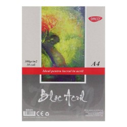 Bloc A4 pentru Desen Acril Daco, Textura Panza, 10 File, 300 g/m², Bloc Hartie Texturata Tip Panza, Hartie pentru Vopsele Acrilice, Bloc de Desen pentru Culori Acrilice, Bloc de Desen A4 Acrilic, Bloc pentru Pictura in Acrilic