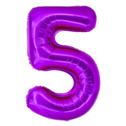 Balon Folie Cifra 5 Roz Daco, 100 cm