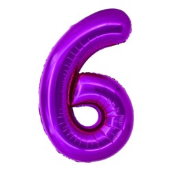 Balon Folie Cifra 6 Roz Daco, 100 cm