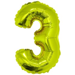 Balon Folie Cifra 3 Auriu Daco, 40 cm