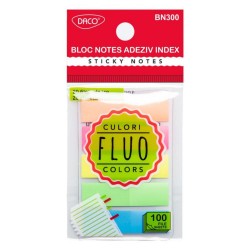 Bloc Notes Adeziv Daco Index, 5 Culori, Dimensiune 45x12 mm, 100 File