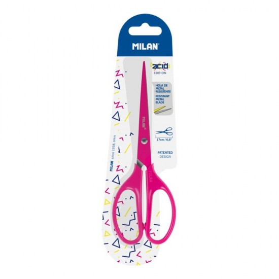 Foarfeca MILAN Acid, 17 cm, Lama Otel Inoxidabil, Roz, Foarfece, Foarfece MILAN din Otel, Foarfeca, Foarfece MILAN pentru Casa, Foarfeca Universala, Foarfeca de Birou, Foarfeca pentru Hartie si Carton
