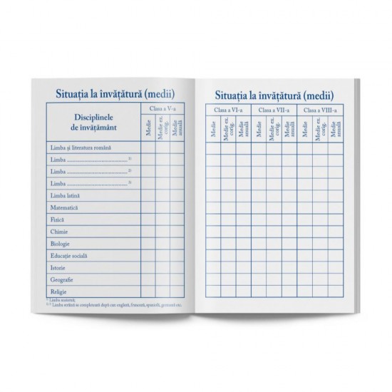 Carnet de Elev pentru Clasele V-VIII, Anul 2023