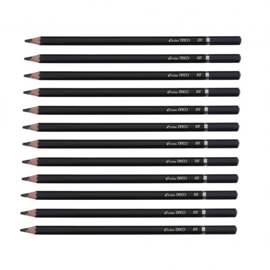 Set 12 Creioane DACO, Negre, din Lemn Hexagonal, Mina 8B, Creion 8B, Creioane 8B, Creion Daco 8B, Set Creioane 8B, Creion Negru Daco, Creion Negru Daco 8B, Creion Negru B, Creion Grafit Negru B, Instrumente de Scris