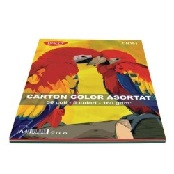 Hartie Cartonata A4 DACO, 30 Coli/Top, 160 g/mÂ², Diverse Culori, Hartie Carton Colorat, Carton Colorat A4, Hartie Cartonata Colorata A4, Hartie Colorata A4, Top Coli Colorate Cartonate A4, Top Hartie Colorata, Foi Cartonate, Hartie Cartonata Colorata A4