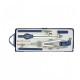 Trusa Compas Metalic DACO, Diametru Maxim Cerc 42 cm, 7 Accesorii Incluse, Culoare Gri/Albastru, Compas Matematica, Trusa Compas pentru Scolari, Compas pentru Geometrie, Trusa Desen Tehnic, Rechizite Scolare, Instrumente Geometrie