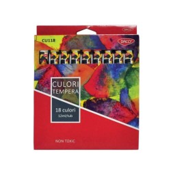 Culori Tempera DACO, 18 Culori/Set, 12 ml/Tub, Culori Multicolore, Multicolor,  Set Tempera, Acuarele Tempera, Tempera Acuarele, Tempera Tub, Culoare Tempera, Tempera, Acuarele, Culori Tempera, Vopsele Tempera, Culori pentru Pictura