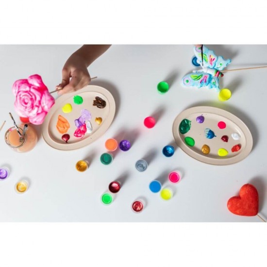 Culori Guasa DACO, 12 Culori/Set, 20 ml/Tub, 6 Culori Neon, 6 Culori Metalice, Model Brilia, Culori Guase, Vopsea Guasa, Vopsele Guase, Guasa Set, Culori pentru Pictat Lavabile, Culori Pictura, Culori pentru Desen