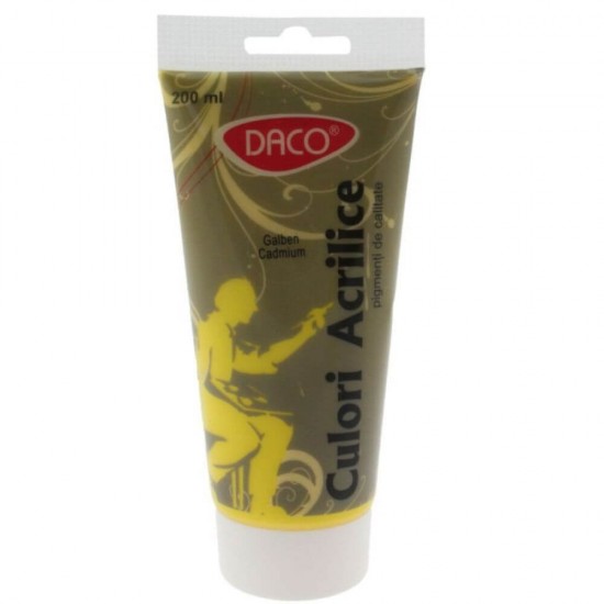 Vopsea Acril DACO Galben Cadmiu, 200 ml, Tempera Acrilica, Culori Acrilice, Vopsea Acrilica, Vopsele Acrilice, Tempera Acril, Vopsea Galben Acril, Acrilica Galben Cadmiu, Acril Culoare Galben, Culori pentru Pictat, Culori Pictura, Culori pentru Desen