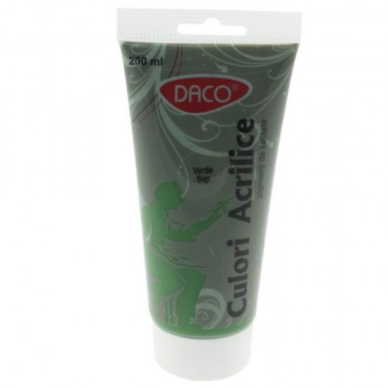 Vopsea Acril DACO Verde Sap, 200 ml, Tempera Acrilica, Culori Acrilice, Vopsea Acrilica, Vopsele Acrilice, Tempera Acril, Vopsea Verde Sap, Acrilica Verde, Acril Culoare Verde, Culori pentru Pictat, Culori Pictura, Culori pentru Desen