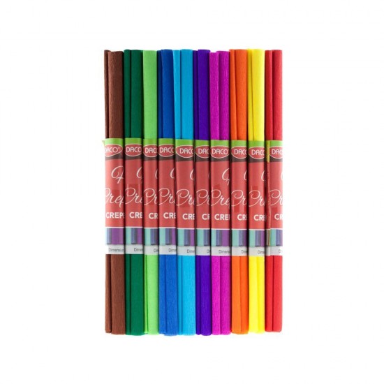Set 10 Bucati Hartie Creponata Asortata Daco, 25x200 cm, Multicolor, Set Hartie Creponata, Rola Hartie Creponata Colorata, Role Hartie Creponata, Hartie Creponata Asortata, Foi Hartie Creponata, Hartie Colorata Creponata