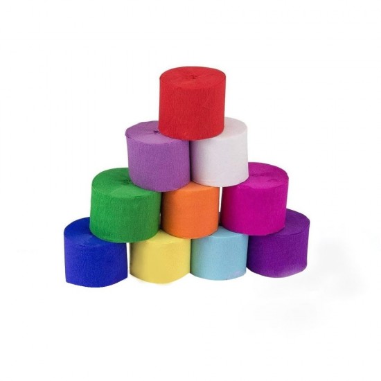 Hartie Creponata Asortata DACO, 5cm x 10m, 10 Buc/Set, 28 g/mÂ², 10 Culori, Hartie Creponata, Set Hartie Creponata, Role Hartie Creponata, Hartie Creponata Asortata, Foi Hartie Creponata, Hartie Colorata Creponata, Rechizite Scolare, Papetarie