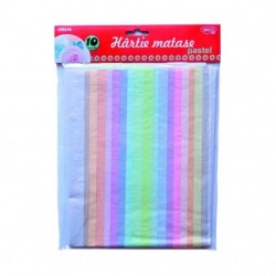 Hartie Matase DACO, 65.5x50 cm, 10 Buc/Set, Culori Pastel, Hartie Matase Culori Pastelate, Hartie Matase Colorata, Hartie Modelare Flori, Hartie Matase Decorativa, Hartie Matase pentru Decoratiuni si Ornamente, Hartie Matase pentru Aranjamente Florale