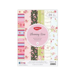 Hartie Decorativa DACO A4, Model Blooming Rose, 24 Coli/Top, 165 g/mÂ², Multicolor, Hartie Colorata Decorativa, Bloc Hartie Decorativa, Modele Hartie Decorativa, Hartie Decorativ Speciala, Set Hartie cu Modele, Hartie Decorativa cu Model