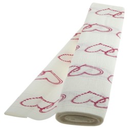 Hartie Floristica Alb + Inimi 1-h 50x250cm 180g