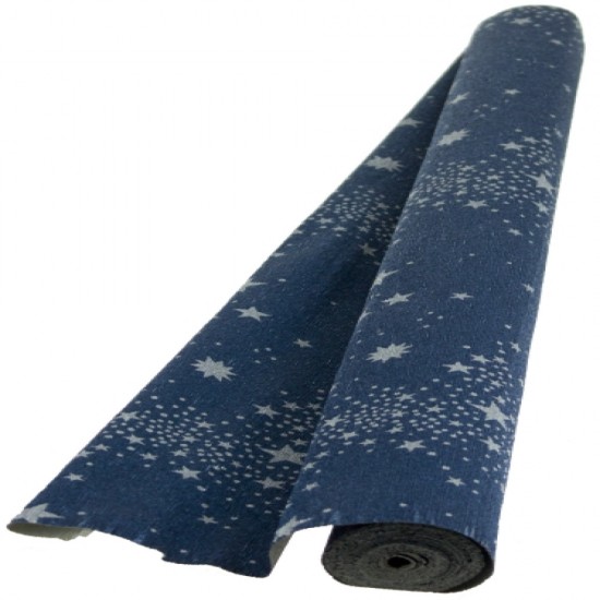 Hartie Floristica Albastru + Stelute 400-s 50x250cm 180g