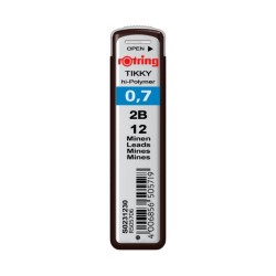 Mine Creion Mecanic ROTRING, 2B, 0.7 mm, 12 Buc/Set, Rezerve Creioane Mecanice 2B, Mine pentru Creioane Mecanice 2B, Rezerva Creion Mecanic 0.7 mm, Mina pentru Creioane Mecanice, Rezerve pentru Creioane Mecanice, Instrumente de Scris