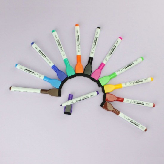 Set 12 Markere Tabla Magnetica DACO cu Burete, 12 Culori Diferite, Marker, Markere Colorate, Markere cu Cerneala Colorata, Set Markere Colorate, Markere Nepermanente Tabla, Markere Colorate Tabla Magnetica, Markere Whiteboard