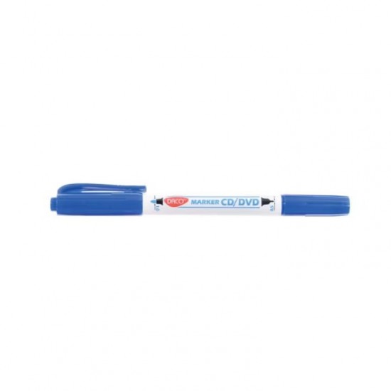 Markere Cd/dvd Daco, Doua Capete De Scriere, Varf 0.5-1 Mm, Culoare Albastru