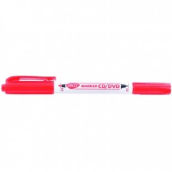 Markere Cd/dvd Daco, Doua Capete De Scriere, Varf 0.5-1 Mm, Culoare Rosu