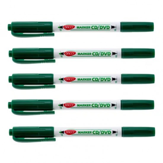 Markere Cd/dvd Daco, Doua Capete De Scriere, Varf 0.5-1 Mm, Culoare Verde