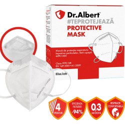 Masca Medicala Dr Albert MPR-1200, 10 Buc/Set, Tip FFP2 cu 4 Straturi, Culoare Alb