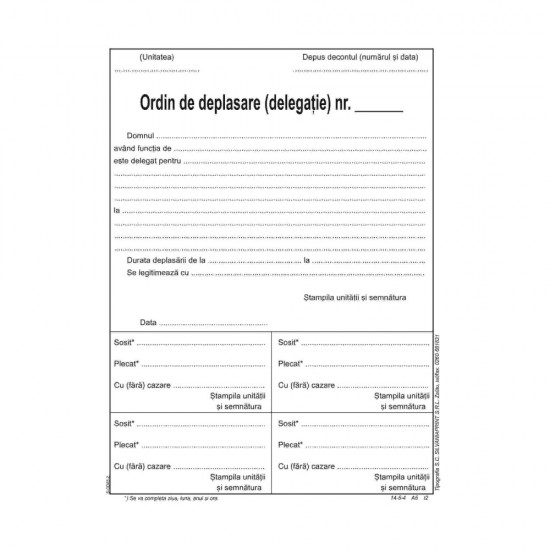Ordin De Deplasare L03622