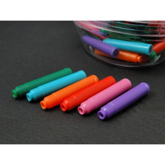 Patroane Cerneala Daco, 6 Culori, 50 Buc/Cutie, Rezerva pentru Stilou, Rezerve Patroane Daco, Patron pentru Stilou, Patroane Cerneala de Diferite Culori, Cutie cu Patroane Colorate, Patroane Stilou cu Cerneala Colorata