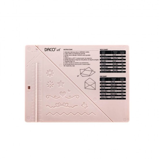 Placa Biguire Daco si Cutit Biguire, 21.5x16 cm, Plastic, Roz, pentru Confectionarea Felicitarilor si Plicurilor, Set Placa si Cutit Biguire, Placa Biguit Hartie, Placi Biguire Hartii, Cutit Biguit Hartie, Cutit Biguire si Embosare
