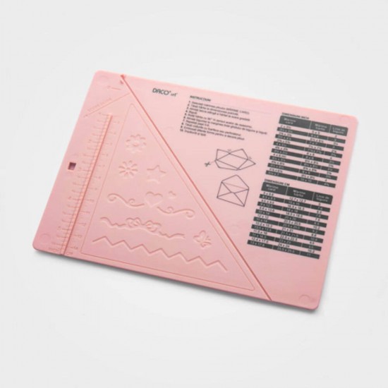 Placa Biguire Daco si Cutit Biguire, 21.5x16 cm, Plastic, Roz, pentru Confectionarea Felicitarilor si Plicurilor, Set Placa si Cutit Biguire, Placa Biguit Hartie, Placi Biguire Hartii, Cutit Biguit Hartie, Cutit Biguire si Embosare
