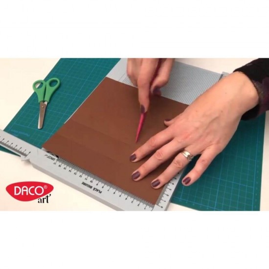 Placa Biguire Daco si Cutit Biguire, 30.5x17 cm, Plastic, Albastru, pentru Confectionarea Felicitarilor si Plicurilor, Set Cutit si Placa Biguire Multifunctionala, Placa Biguit Hartie, Placi Biguire Hartii, Cutit Biguit Hartie