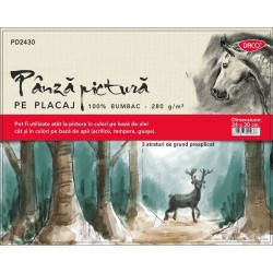 Panza Pictura pe Placaj DACO, 24x30 cm, 280 g/mÂ², 3 Straturi de Grund Preaplicat, Panza pentru Pictura, Panza pe Placaj Bumbac, Placaj Lemn cu Panza, Placaj cu Panza Bumbac, Panza pe Placaj Lemn, Materiale pentru Pictura, Panza Daco