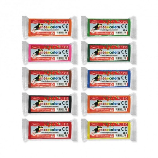 Plastilina Monocolora DACO, 50 g, Diverse Culori, Batoane de Plastilina, Plastilina Colorata, Plastilina pentru Copii, Plastilina pentru Modelat, Plastilina Modelatoare, Plastiline pentru Gradinita, Set Plastilina