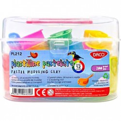 Plastilina 12 Culori Pastel Daco, 200 G Plus 15 Accesorii