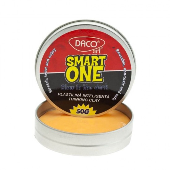 Plastilina DACO Smart One, 4 Culori, 50 g, Model Glow in The Dark, Plastilina Inteligenta, Plastilina Colorata Fosforescenta, Plastilina pentru Copii, Plastilina pentru Modelat, Plastilina Modelatoare, Plastiline pentru Gradinita, Set Plastilina