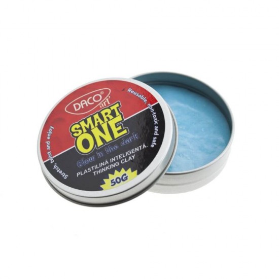 Plastilina DACO Smart One, 4 Culori, 50 g, Model Glow in The Dark, Plastilina Inteligenta, Plastilina Colorata Fosforescenta, Plastilina pentru Copii, Plastilina pentru Modelat, Plastilina Modelatoare, Plastiline pentru Gradinita, Set Plastilina