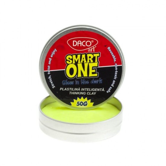 Plastilina DACO Smart One, 4 Culori, 50 g, Model Glow in The Dark, Plastilina Inteligenta, Plastilina Colorata Fosforescenta, Plastilina pentru Copii, Plastilina pentru Modelat, Plastilina Modelatoare, Plastiline pentru Gradinita, Set Plastilina