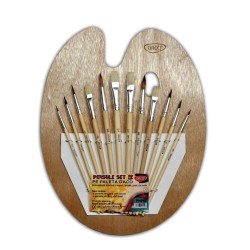 Pensule DACO, 12 Buc/Set, Par de Porc/Capra, Paleta din Lemn, Pensula Pictura, Pensule Pictura, Pensule Daco, Pensule Pictura Daco, Pensule Par Porc, Accesorii Pictura, Pensule Pictura Acrilica, Set Pensule, Pensule cu Paleta, Pensule Par Capra