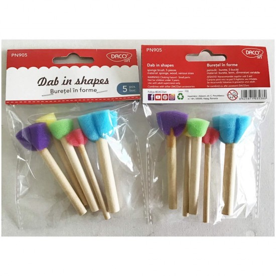 Set 5 Pensule de Tamponare din Burete Daco Buretel, Pensule pentru Tamponare, Pensule Tamponare, Set Pensule Pictura, Pensule din Burete, Pensula Burete, Pensule Burete, Set Pensule Burete, Set Pensule Pictat, Pensule pentru Pictat