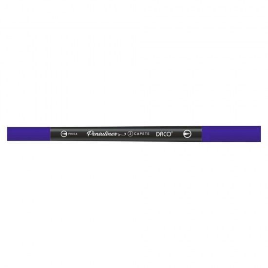 Pix Liner cu Doua Capete Daco Pensuliner, Varf Metalic 0.4 mm si Varf Tip Pensula, Mov, Pixuri Linere, Linere Daco, Pix cu Doua Capete, Pixuri Doua Capete, Liner Subtire, Liner 0.4 mm, Liner Mov, Pix Mov, Pixuri Mov