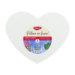 Panza Pictura pe Carton DACO, Model Inima, 5 Buc/Set, 280 g/mÂ², Panza pentru Pictura, Panza pe Carton Bumbac, Carton cu Panza, Carton cu Panza Bumbac, Panza pe Carton, Materiale pentru Pictura, Panza Daco
