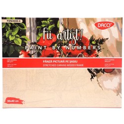 Panza Pictura Daco pe Numere, Material Bumbac, Dimensiune 30x40 cm, Gramaj 280 g/mÂ², 24 Culori Acrilice si 3 Pensule Incluse in Set, Model Maci