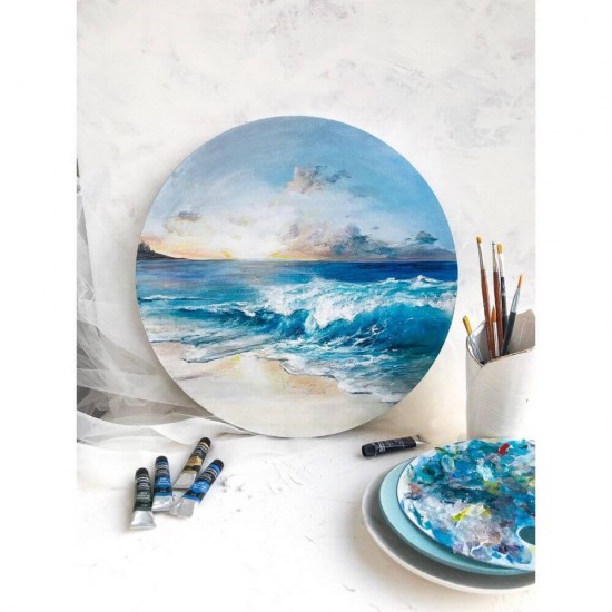 Panza Pictura pe Sasiu Rotund DACO, Diametru 20 cm, 380 g/mÂ², 3 Straturi de Grund Preaplicat, Panza Pictura, Panza pe Sasiu Rotund Panza pe Sasiu Bumbac, Sasiu cu Panza, Sasiu cu Panza Bumbac, Panza pe Sasiu Lemn, Materiale Pictura, Panza Rotunda Pictura