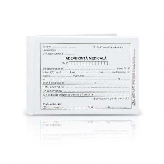 Adeverinte Medicale, Format A6, 100 File/carnet