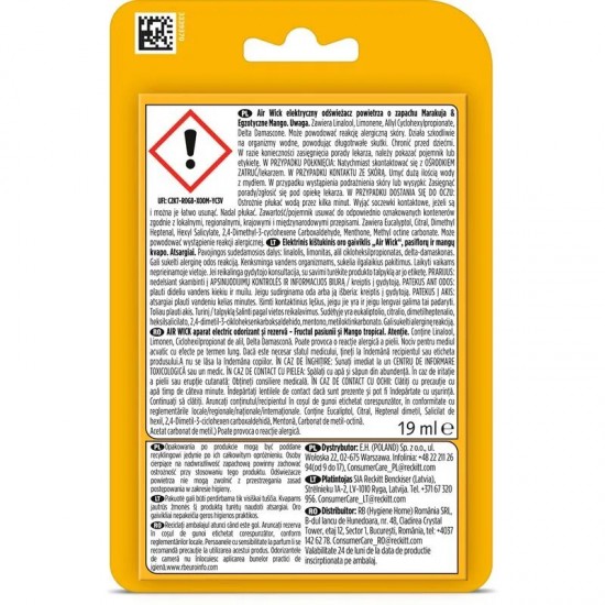 Air Wick Set Aparat Electric + Rezerva Mango Tropical Si Maracuja, 19 Ml