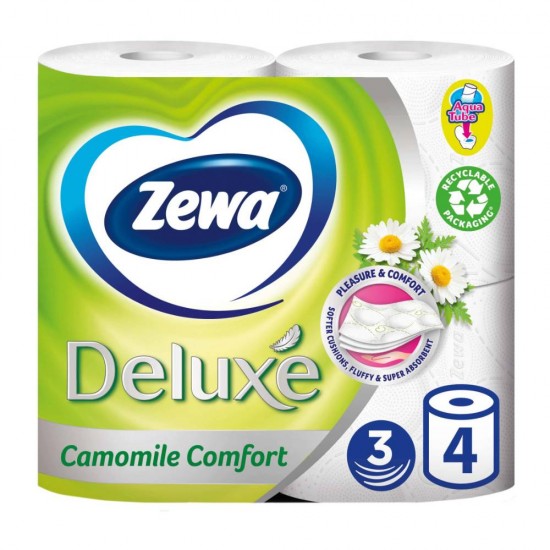 Hartie Igienica Zewa Deluxe Camomile Comfort, 3 Straturi, 4 Buc