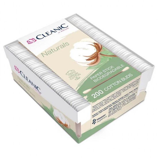 Betisoare de Urechi Cleanic Naturals Virgin Cotton, 200 Buc