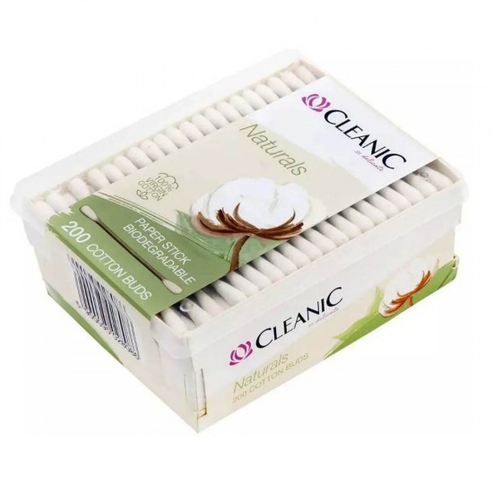 Betisoare de Urechi Cleanic Naturals Virgin Cotton, 200 Buc