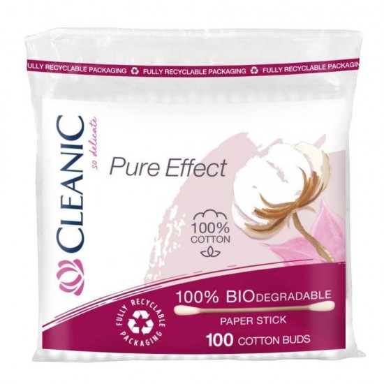 Betisoare de Urechi Biodegradabile, Pure Effect, Punga, 100 Buc